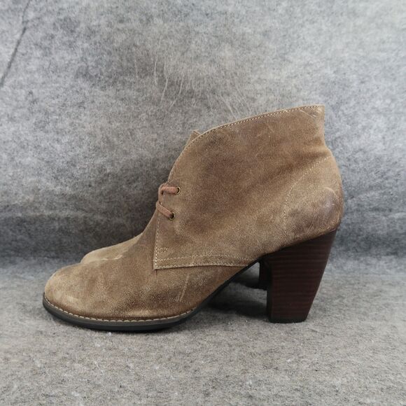 Clarks Shoes Womens 9.5 Indigo Chukka Heel Booties Classic Leather Lace Up Brown - Picture 3 of 14